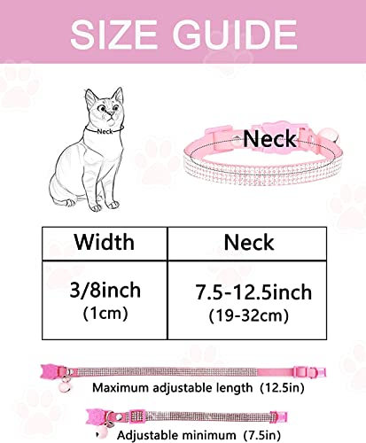 Breakaway Cat Collars with Bell,olmoony Adjustable Safe Kitten Collar,Cat Collars for Girl Cats with Rhinestone Soft Velvet - color: Black