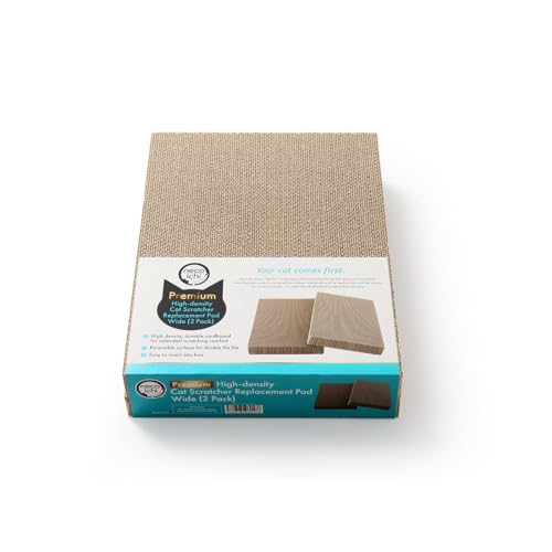Necoichi Cardboard Cat Scratcher Bed for Indoor Cats - Cat Scratching Board (16" Wide, c. Replacement 2 Pads) - size: 16" Wide