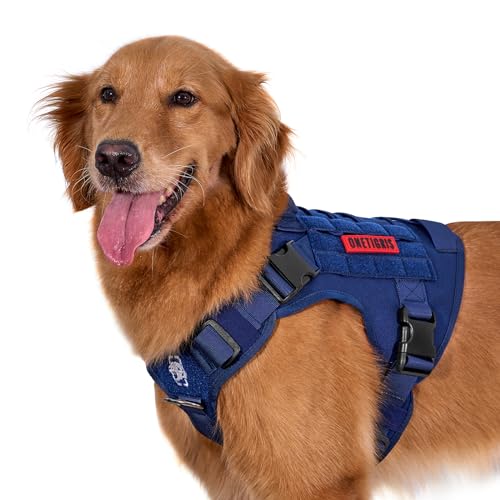 OneTigris Tactical Dog Harness Vest,No-Pull Service Dog Vest with Hook & Loop Panels,Adjustable Dog Vest Harness for Walking Hiking Training(Blue,XS) - color: Blue, size: XS