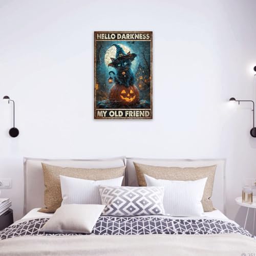 1000 Pieces Jigsaw Puzzles for Adults, Hello Darkness My Old Friend Black Cat Halloween Art Puzzle, Stress Relief Logical Thinking Brain Teaser Puzzle 29.5x19.7 Inch - color: Wooden Puzzle12, size: 1000 Piece pcs