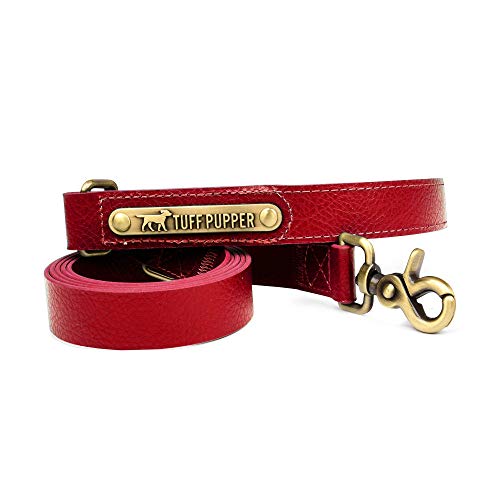 Tuff Pupper Classic 6 Foot Heavy Duty Dog Leash | 10x Stronger Than Leather | 100% Waterproof & Odor Proof Dog Leash | Tough Rust-Proof All Metal Hardware - color: Crimson Red