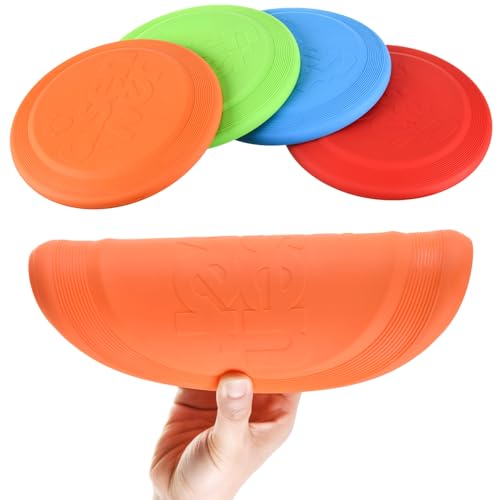 Dog Flying Disc - Durable Rubber Dog Toy for Fetch - Interactive Lightweight Flyer Dog Toys for Outdoor Playtime - Safer Disc for Healthy Activity - for Medium/Large Dogs 2 Pack