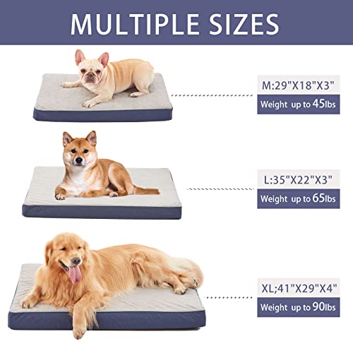 Medium Dog Bed - 29" Orthopedic Memory Foam Bed for Senior & Arthritic Dogs, Washable Cover, Waterproof Lining