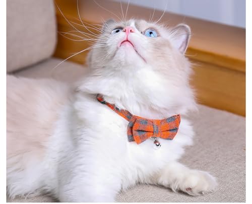 2-Pack Plaid Cat Collar with Bell and Bow, Breakaway Kitten Collar with Bell, Bowtie Puppy Collars for XXS Xs Small Little Pet Tiny Dogs, Red+Green - color: Red+Green