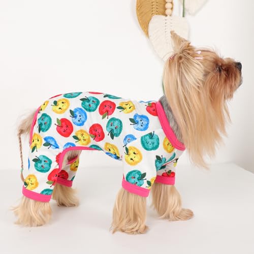 Dog Pajamas for Small Dogs, Soft Thin Pjs Jammies Cat Doggie, Summer Pet Cute Puppy Clothes Outfits Dogs Boy Girl(Red Apple, XS) - color: Red Apple, size: X-Small (Chest 11.8 in)