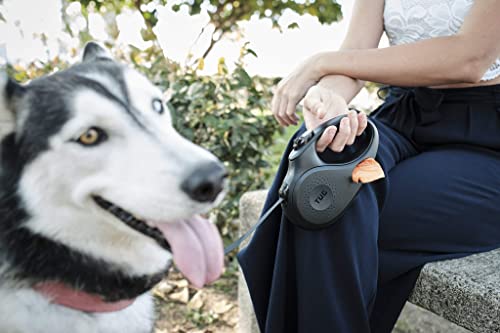 TUG Oval 360° Tangle-Free Retractable Dog Leash with Integrated Waste Bag Dispenser (Large, Black) - color: Black, size: Large