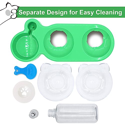 Triple Cat Bowls with Water Dispenser, Pet Whisker Friendly Water and Food Bowl Set with Non-Slip Mat, 15° Tilted Double Feeding Bowls, Elevated Wet and Dry Food Dish for Kitten&Small Dog (Mint) - color: Mint