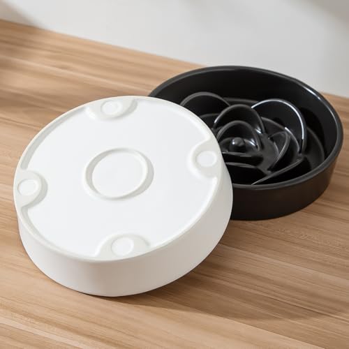 8.25'' Ceramic Slow Feeder Dog Bowls - Petal Shape Modern Dog Food Dish for Medium and Large Breeds, Puzzle Maze Bowl to Slow Down Eating, Anti-Gulping, Dishwasher & Microwave Safe, White - color: White, size: 8.25 inch