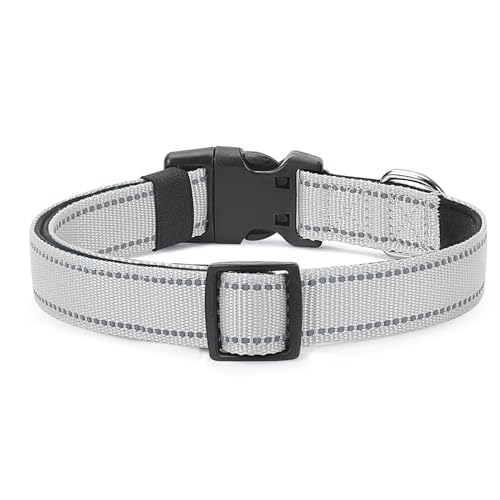 Reflective Dog Collar Padded with Soft Neoprene Breathable Quick Release Basic Dog Collars for Puppy Small Dogs Girl Boy Xs Silver - color: Silver, size: XS:width 5/8"neck 8-10.5"