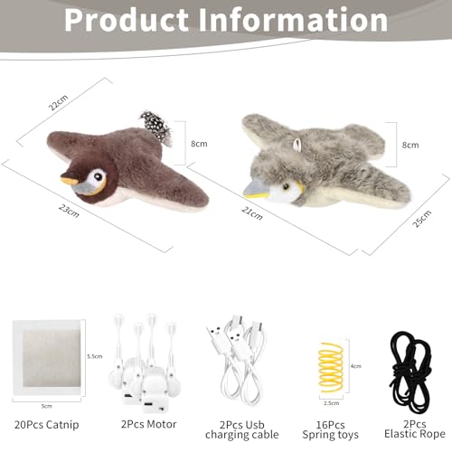 Cat Toys, Flapping Bird Cat Toy(No Flying), Interactive Catnip Toy with Catnip Bags, Chirping Noise Enrichment Moving Wings Dog Cat Kitten Toys, Flappy Flying Pets Toy for Indoor(Oriole) (B2-2Pack) - color: B2-2Pack