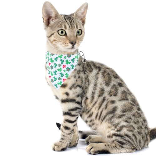St.Patrick's Day Cat Collar with Bow Tie and Bell Breakaway Adjustable Safety - color: St.Patrick-bandana