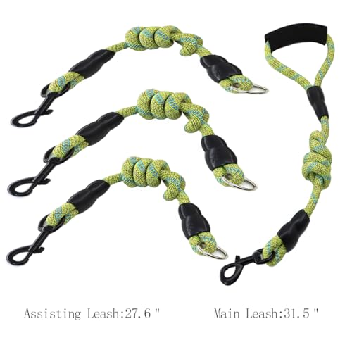 3 Dog Leash - Padded Handle, 360° Swivel Multiple Dog Leash No Tangle, Lead for Medium Large Dogs, Walking & Training Double Dogs (Green Blue) - color: Green Blue