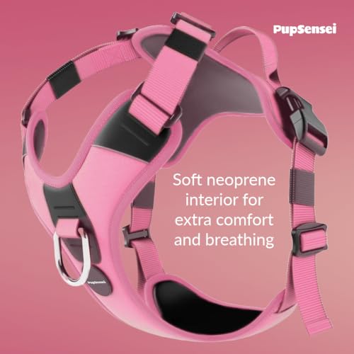 No Pull Dog Harness - Durable Polyester Puppy Harness with Front Anti-Pull Loop, Reflective Strips, and Quick-Release Clips for Small, Medium, and Large Dogs (Light Pink, Extra Large) - color: Light Pink, size: Extra Large