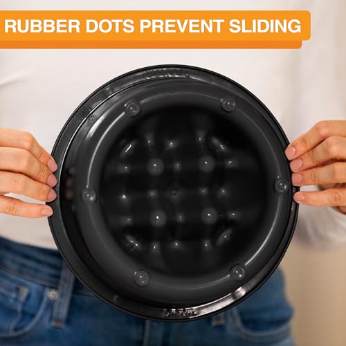 The Niner Slow Feed Bowl - Raised Peaks Slow Down Pets Eating - Fits Elevated Feeders Including Neater Feeder Large Sizes - Gentle on Teeth and Gums - Holds up to 2 Cups (Black) - color: Black