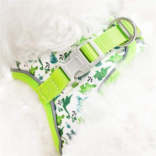 Step in Dog Harness No Pull Dinosaur Adjustable Soft Mesh Padded Reflective Pet Vest Harness and Leash Set for Small Medium Dogs - color: Blue, size: S(neck:10.5"-12",chest:13.5"-16")