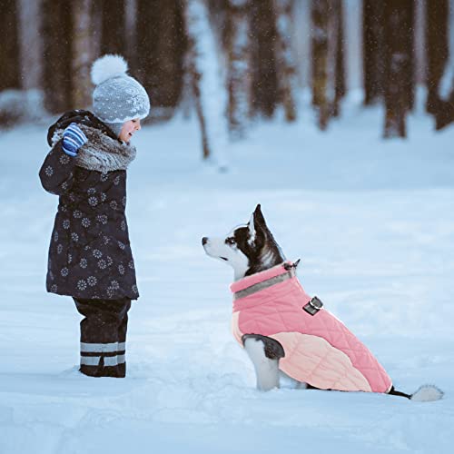 Lelepet Dog Coat Warm Dog Winter Coat Waterproof Dogs Jacket with Harness Built in Reflective Pet Fleece Vest Zip-Up Cold Weather Coats for Small Dogs Turtleneck & Windproof Coats Chihuahua Pink XS - color: Pink, size: X-Small