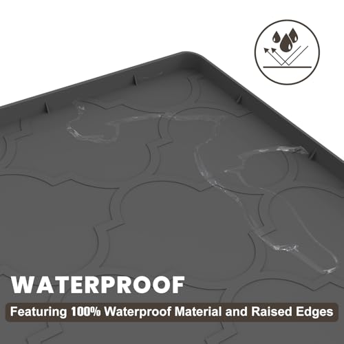 Cat Mat for Litter Box, 38" X 26" Large Silicone Cat Litter Trapping Mat, Easy Clean for Scatter Control, Soft on Kitty Paws, Waterproof, Urine-Proof, Non-Slip Kitty Litter Mat for Floor, Black