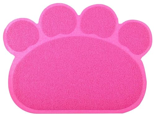 DM Paw-Shaped Large Cat Litter Box Mat, 23.5x17.5 Inches (Rose Red) - color: Rose Red