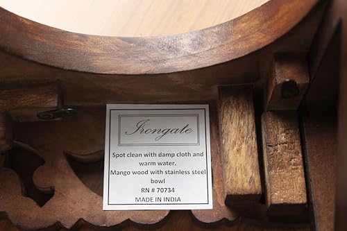 Elevated Pet Feeder for Dogs and Cats - The Bali Carved Wood Pet Feeding Stand with Two Stainless Steel Bowls - Three Heights Adjustable Raised Dog Bowl - Food Water Pet Feeding Station - IRONGATE - color: The Bali Hand Carved Wood - Adjustable