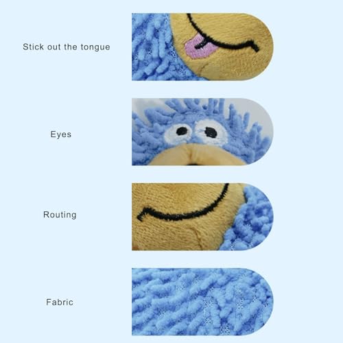 Interaction Squeaky Dog Chew Toy Soft Velveted Mop Cloth Texture for Gentle Teeth Protections and Indoor Entertainment - Blue - color: Blue