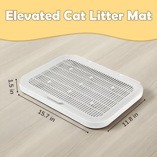 Cat Litter Mat Litter Box Mat with a Flip-top Lid,Extra Large Double-Layer Trapping Mats for Kitty,XL Cat Trapping Pad with Non-Slip Base,Durable,Waterproof,Washable,Easy to Clean (Grey) - color: Light Grey