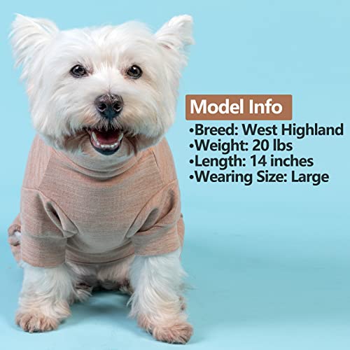 KYEESE Dog CoatsTurtleneck Stretchy Pet Pjs Dog Sweater Super Soft Warm Material Dogs Pajamas with Bowtie Pet Onesie for Small Dogs Cold Weather Coat, Khaki,L - color: 09# Khaki, size: Large (15-22lbs)