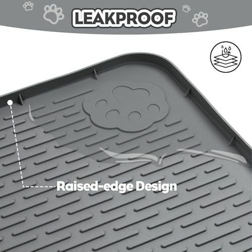 Kalolary Cat Litter Box Mats, Large 34" x 22" Silicone Cat Mat, Easy to Clean Kitty Litter Trapping Mat, Soft on Kitty Paws, Waterproof, Urine-Proof Kittys Litter Mats for Floor, Dark Grey - color: Dark Grey: 86 x 56cm