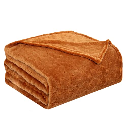 TOONOW Fleece Blanket Super Soft Cozy Throw Blanket 50" x 60", Lightweight Fuzzy Comfy Textured Flannel Blanket Warm Plush Throw Blankets for Couch, Sofa, Bed, Pumpkin - color: Pumpkin, size: Throw-50" x 60"