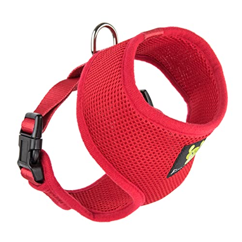 EcoBark Dog Harness - Luxurious Soft Mesh - Eco-Friendly Over the Head Vest Harness - No Pull & No Choke Design - Padded Breathable Body Halter - for Puppy, Toy, and Small Breeds (Red, Small) - color: Red