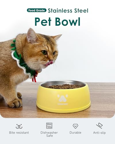 PAWGETHERยฎ Stainless Steel Dog Bowls, Dog Food and Water Bowl Non-Slip Easy to Clean Dishwasher Safe for Puppy Small Medium Dogs Cats Yellow 34oz - color: Yellow (34oz)