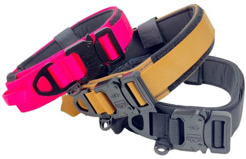Tactical Dog Collar with Handle, American Flag Patch, 1.5 Inch Wide Thick Heavy Duty Nylon, Quick Release Metal Buckle, Customizable Name Plate, Ideal Dog Collars for Medium to Large Breeds K9 Harness - color: TAN 18-24 inch, size: adjustable 18-24 inches