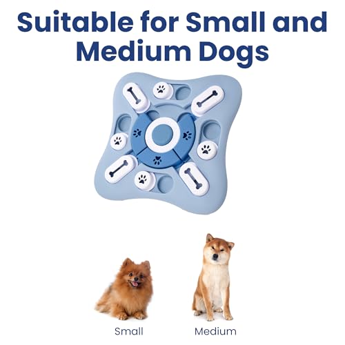 PAWSPIK Interactive Dog Puzzle Toy – Treat Dispensing Slow Feeder for Dogs, Mental Enrichment Toy with Squeaker & 16 Compartments – Durable, Non-Slip, Dishwasher Safe – Light Blue (Light Blue) - color: Light Blue