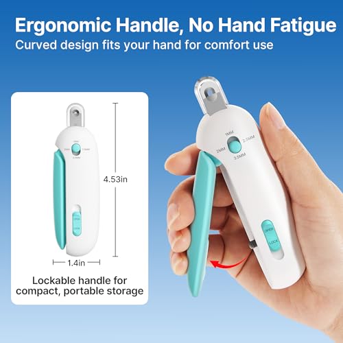 Potaroma Cat Nail Clipper with Adjustable 3-Size Trimming Hole & Hidden Nail File | Safe Toenail Trimmer for Kittens & Indoor Cats | Anti-Splash Claw Cutter for Grooming (Blue)