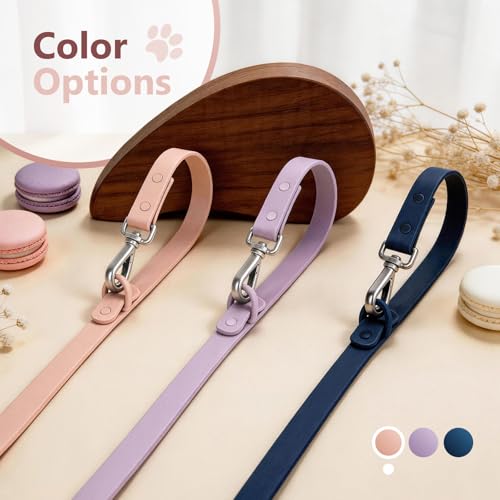 Waterproof Dog Leash, Easy to Clean, Pink PVC Leash with Multifunctional Dual Hooks, Adjustable 3ft-6ft for Walking, Heel Training, Swimming (Blush Pink) - color: Blush Pink