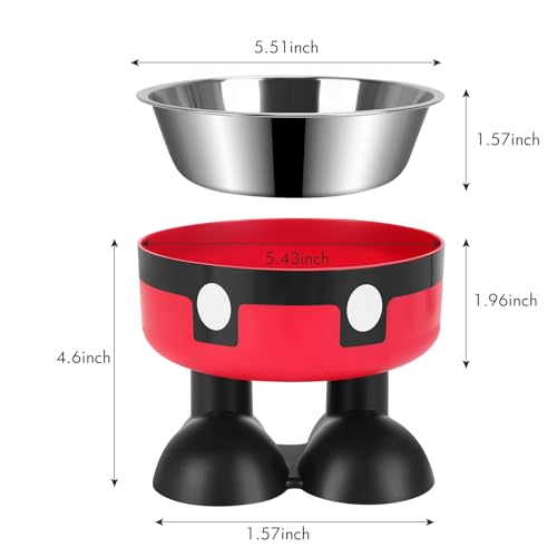 Elevated Cat Food Water Bowls,2 Pack Raised Cat Dog Bowls with Stand,Stainless Steel Cute Cat Dishes for Cats Dogs Kitten Puppies Small Pets Feeding Non-Slip Base