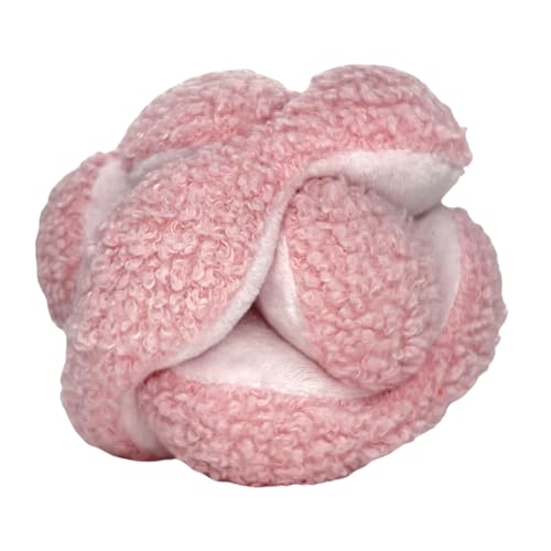 Glory To Dog Pink Snuffle Knot Interactive Dog Toy 4” Puzzle Ball with 8 Squeakers & Crinkle – Treat Hiding Enrichment Toy for Puppy & Small Breed Dogs – Durable Plush Sensory Play & Stimulation - color: Pink