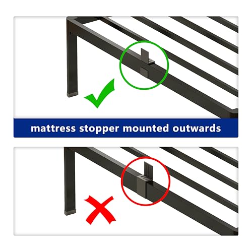 yookare Calking Platform Bed Frame,14" Heavy Duty Metal Mattress Foundation, Rounded Safety Corners & Recessed Legs,Mattress Retainers,Easy Assembly,Noise Free Steel Slat Support,No Box Spring Needed - size: California King, style: 14 Round