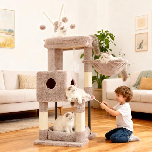 Heybly Cat Tree,HCT202SMU - color: Muchroom, size: 45.3 inch
