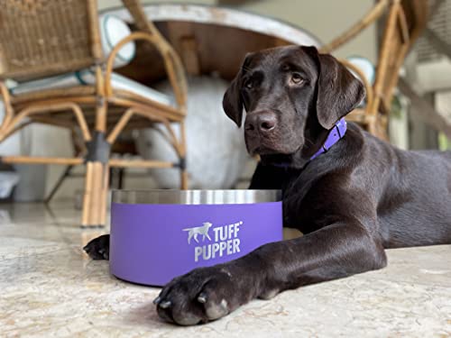 Tuff Pupper 100 oz Heavy Duty Insulated Stainless Steel Dog Bowl for Large Dogs, Non-Slip Base, Dishwasher Safe - color: Royal Purple, size: 100oz