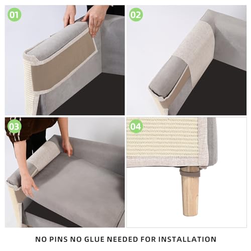 Cat Scratch Sofa Protector,23.6" L*19.7" W Cat Scratch Furniture Protector Pad, Couch Arm Sheild with Natural Sisal for Protecting Couch Sofa Chair Furniture(Beige/Right Handed) - color: Beige