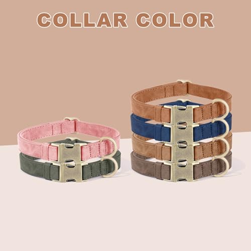 Genuine Leather Dog Collar - Adjustable Pet Collar with Quick Release Metal Buckle, Soft Skin Friendly Real Leather Collar for Small, Medium, Large Dogs (Khaki, M:Fit 12-20" Neck) - color: Khaki, size: M:Fit 12-20" Neck