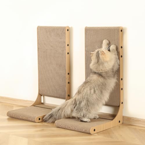 Zakkart 4-Pack Cat Scratching Board, 25.6'' Tall Cardboard L Shape Vertical Cat Scratchers for Indoor Cats, Cat Scratching Post for Wall and Couch, Large - size: Large 2PC (25.6'' tall) (Pack of 2)