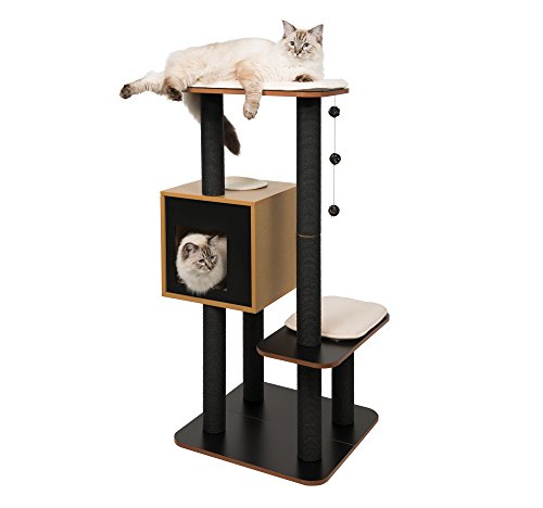 Vesper Cat Tree, High Base, Oak, 52063, 56 x 56 x 81.5 cm (22 x 22 x 32 in) - color: Oak
