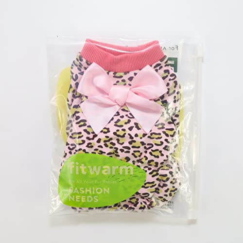 Fitwarm Leopard Dog Pajamas, Fleece Dog Clothes for Small Dogs Girl with Legs, Pet Onesie, Cat Outfit, Pink, Small - color: Leopard, size: Small