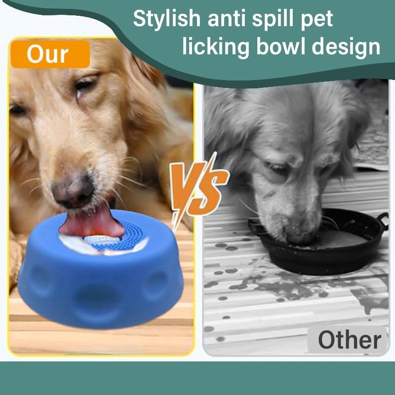 Slow Feeder Dog Lick Bowl with Rolling Ball,Anti-Slip Silicone Puzzle Feeder for Liquid Treats,Bone Broth,Yogurt,Wet Food,Anxiety Relief Enrichment Lick Toy for Large Medium Small Dogs & Cats (Grey) - color: Grey