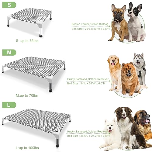 Elevated Outdoor Dog Bed, Large Size, Cotton Material, Non-Slip Feet, Fits up to 100lbs - size: 4 sided Large