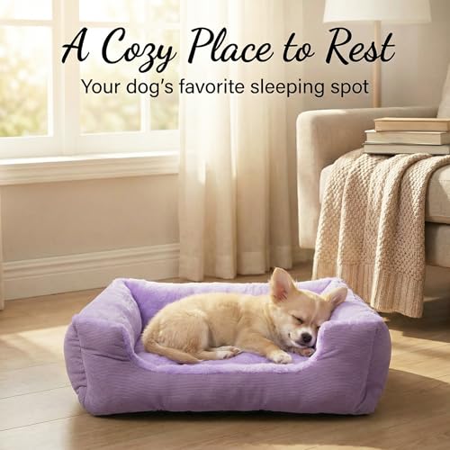 Tiny Dog Bed 18 Inch for Extra Small Dogs, Soft Rectangle Puppy Bed with Plush Surface, Washable Small Pet Bed,Purple - color: Purple, size: 18"x14"x4"