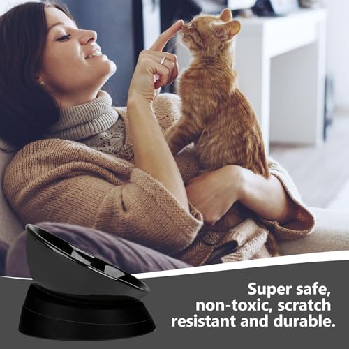 Bulldog Bowl Anti-Slip Dog Cat Dish Detachable Ceramic Dog Bowl Pet Sterile Tilted Pet Feeder Slope Base (Black Ceramic, 2 Cup) - color: Black(Black Ceramic Bowl), size: 2 Cup ( Small/Medium Dog )