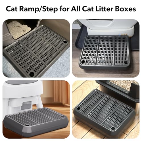 Large Cat Litter Box Step/Ramp16 x11 Anti-Tracking Litter Catcher Mat Double Layer Washable Kitty Trapping Tary Easy Clean, Also for Kitten & Elderly Cats Ramp