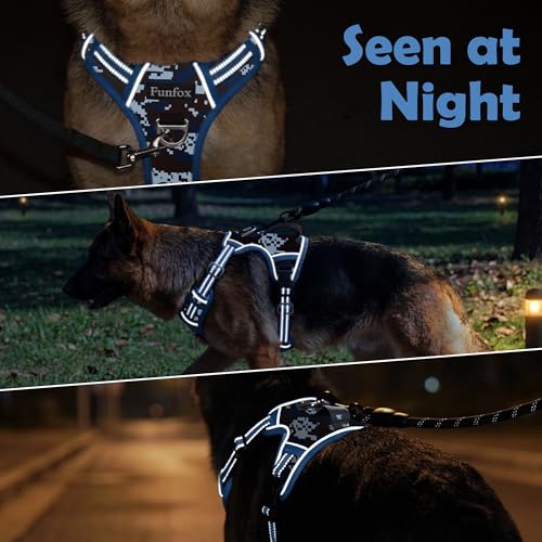Funfox Dog Harness No Pull, Adjustable Pet Vest Harness, Super Soft Material with Vertical Handle Easy Control, Reflective Night Walking, 2 Leash Clips for Small Sized Dogs, Mosaic Blue, S - color: Mosaic Blue, size: Small